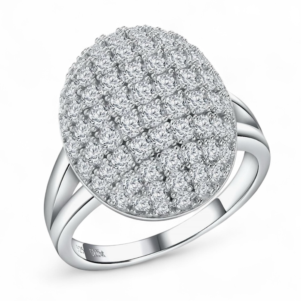 Moissanite Diamond Engagement Dome Bella’s Design 18K White Gold Solid S925 Ring